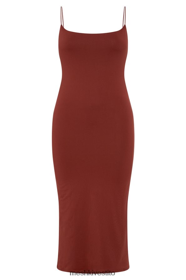 Meshki Abito midi lexia con scollo profondo e scollo basso vestiario cioccolato alla ciliegia 6L048P551