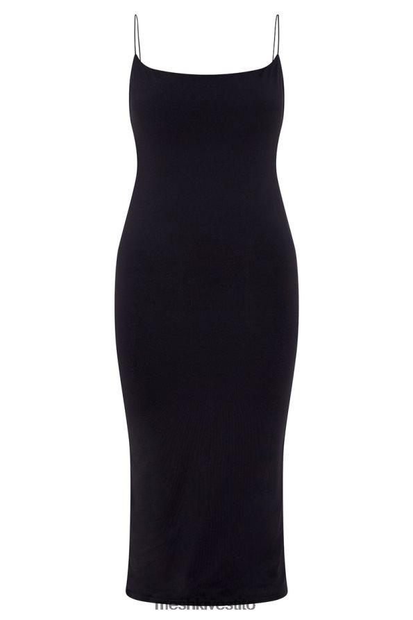 Meshki Abito midi lexia con scollo profondo e scollo basso vestiario nero 6L048P429