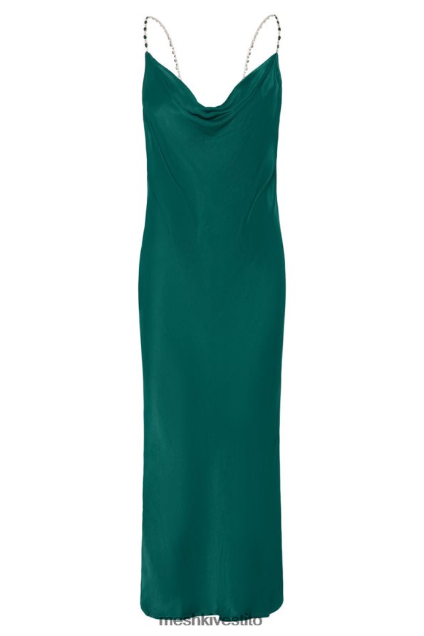Meshki Abito midi rasta con spalline in diamante e collo ad anello vestiario Smeraldo 6L048P516