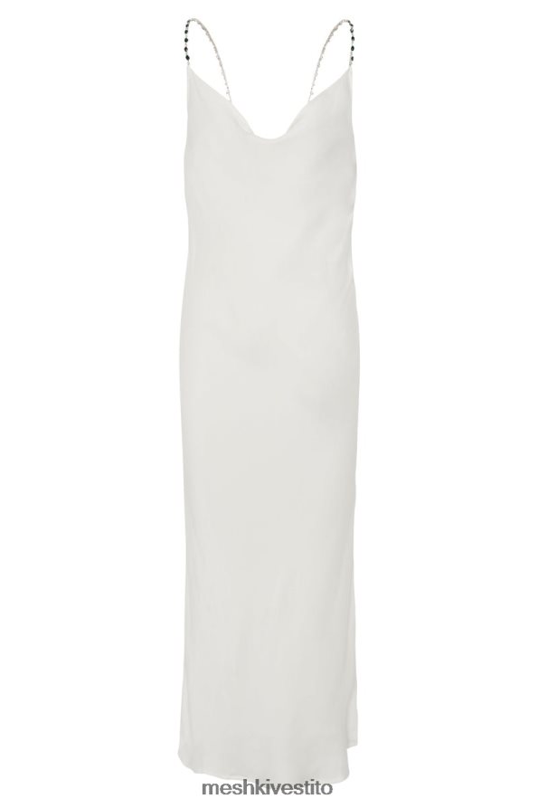 Meshki Abito midi rasta con spalline in diamante e collo ad anello vestiario bianco 6L048P534