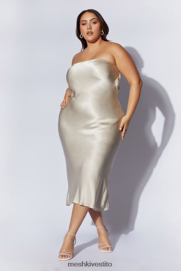 Meshki Abito midi senza spalline Mischa con dettagli in pizzo vestiario Champagne 6L048P31