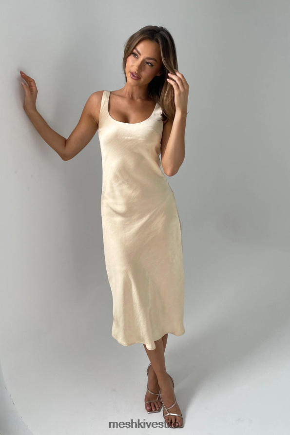 Meshki Abito midi sottoveste in raso iridescente Tamara vestiario oro 6L048P288