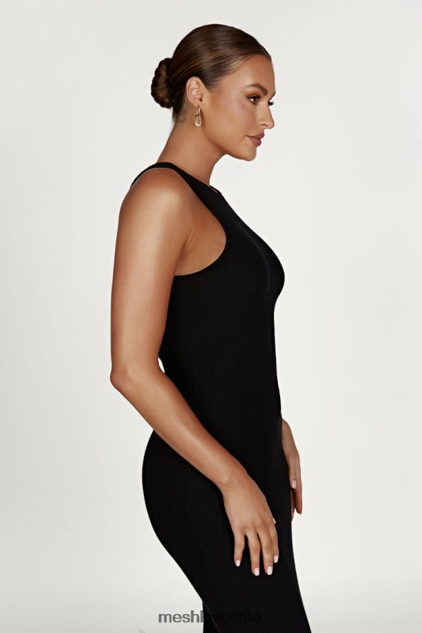 Meshki abito midi in maglia color terra di Siena vestiario nero 6L048P463