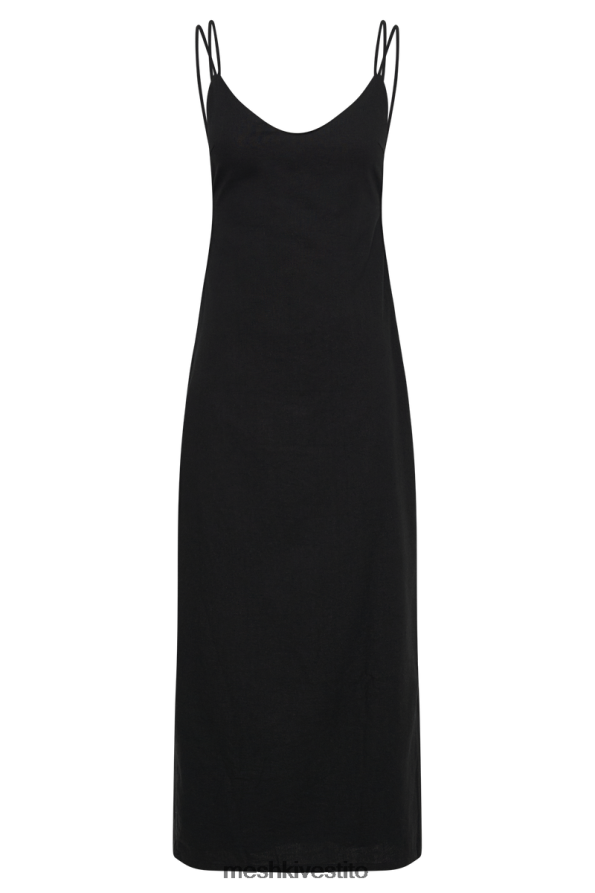 Meshki abito midi senza schienale in lino Leana vestiario nero 6L048P340