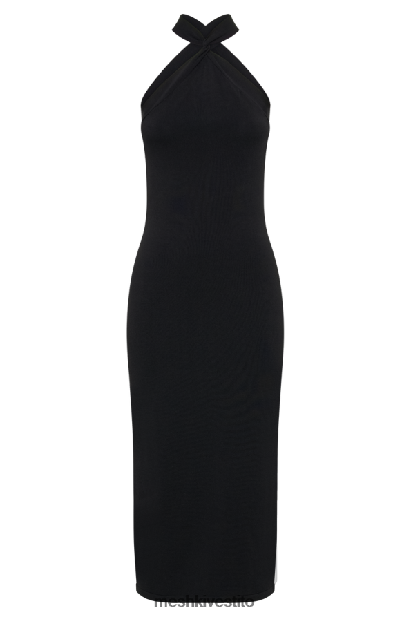 Meshki sarai abito midi in maglia con scollo all\'americana vestiario nero 6L048P48