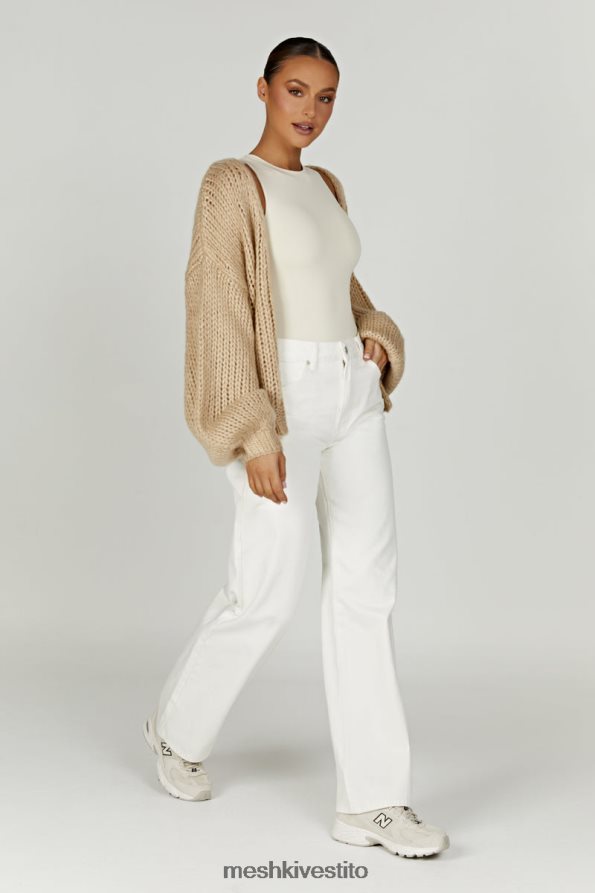 Meshki cardigan in maglia grossa irina vestiario tortora 6L048P1627