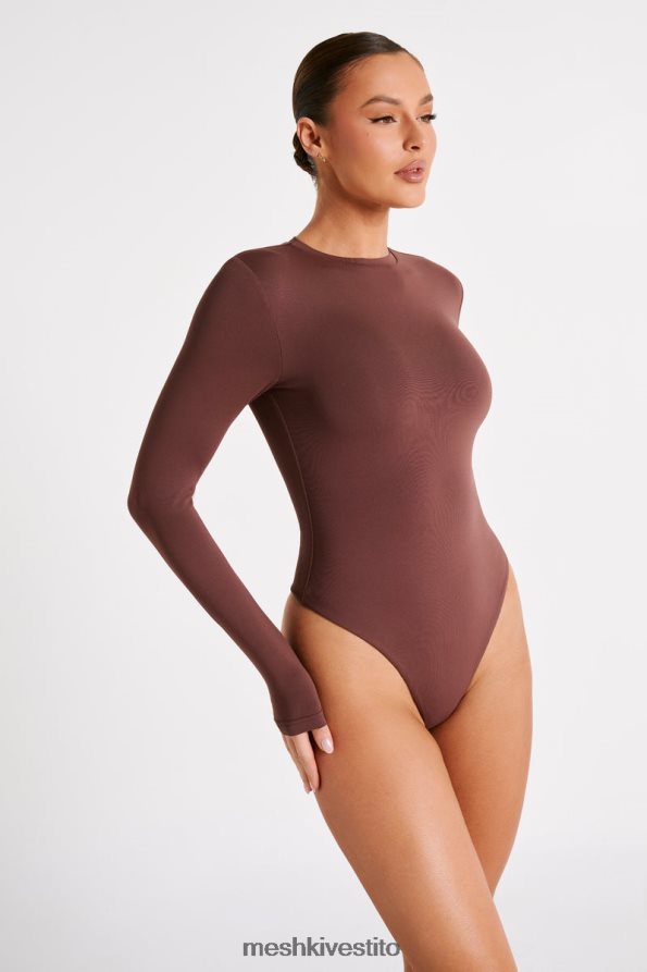 Meshki Body Delilah girocollo a maniche lunghe in nylon riciclato vestiario moka 6L048P774