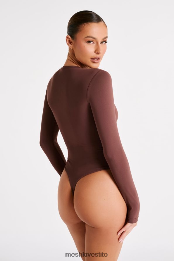 Meshki Body Delilah girocollo a maniche lunghe in nylon riciclato vestiario moka 6L048P774