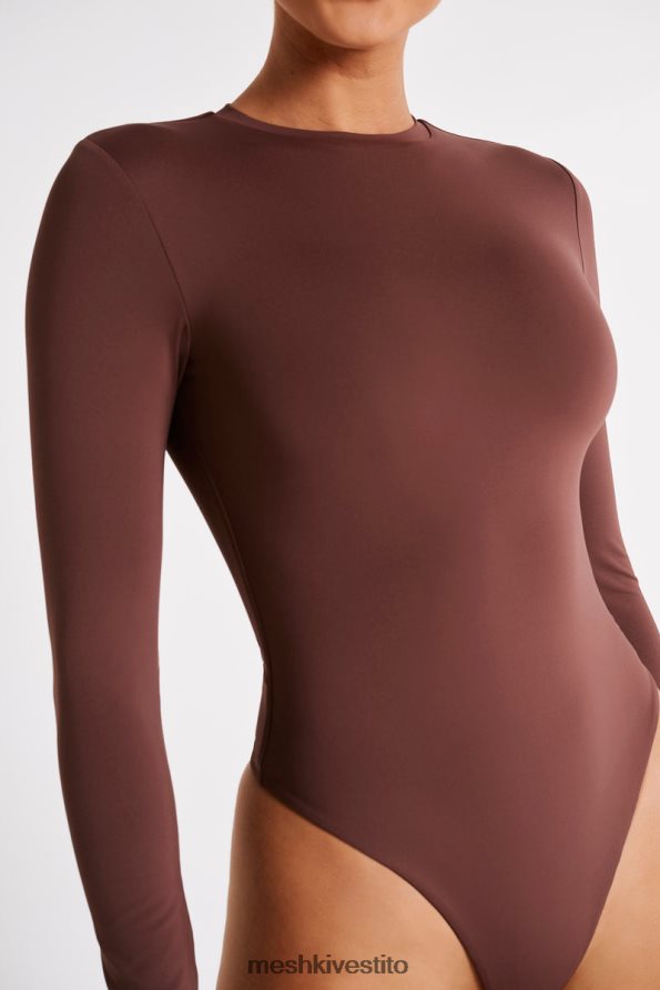 Meshki Body Delilah girocollo a maniche lunghe in nylon riciclato vestiario moka 6L048P774