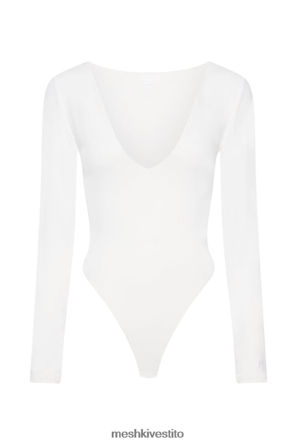 Meshki Body Nia a maniche lunghe con scollo a V vestiario bianco 6L048P948