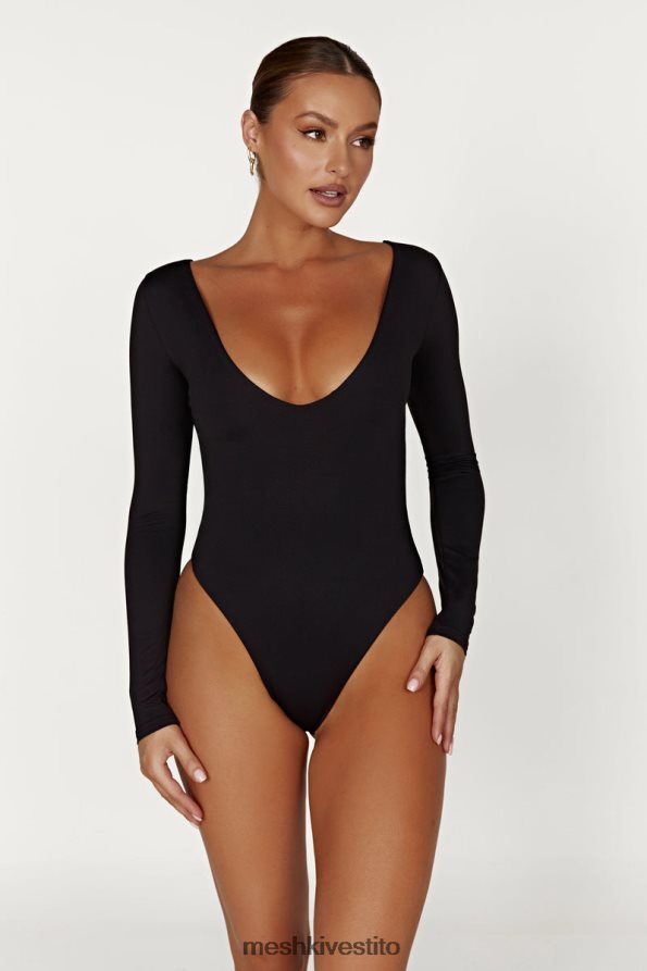 Meshki Body Nia a maniche lunghe con scollo a V vestiario nero 6L048P951