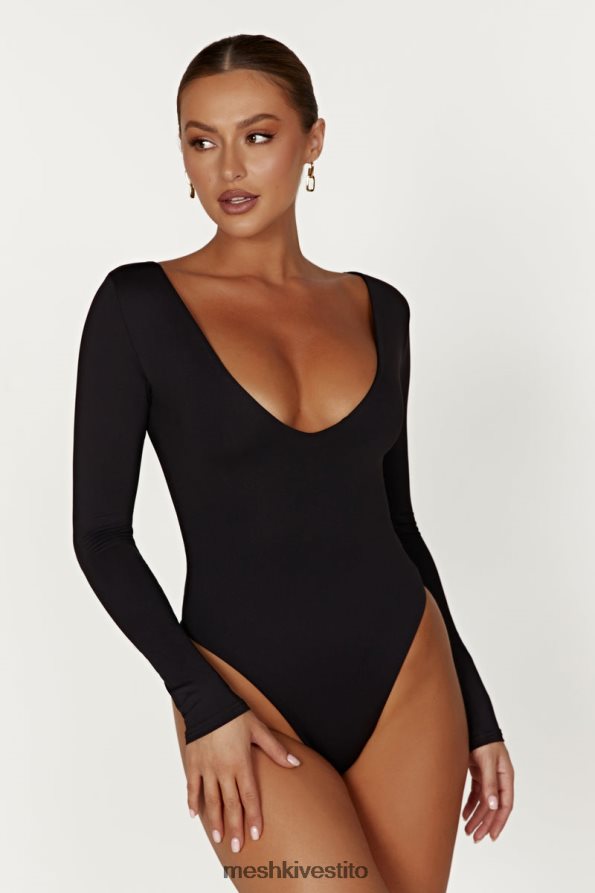 Meshki Body Nia a maniche lunghe con scollo a V vestiario nero 6L048P951