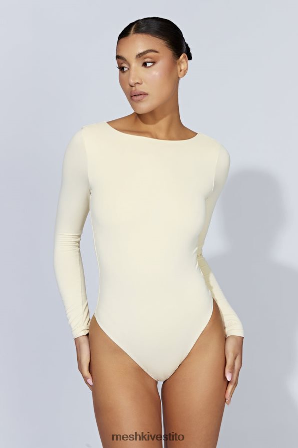 Meshki Body cheyenne a maniche lunghe con scollatura sul retro vestiario crema 6L048P1014