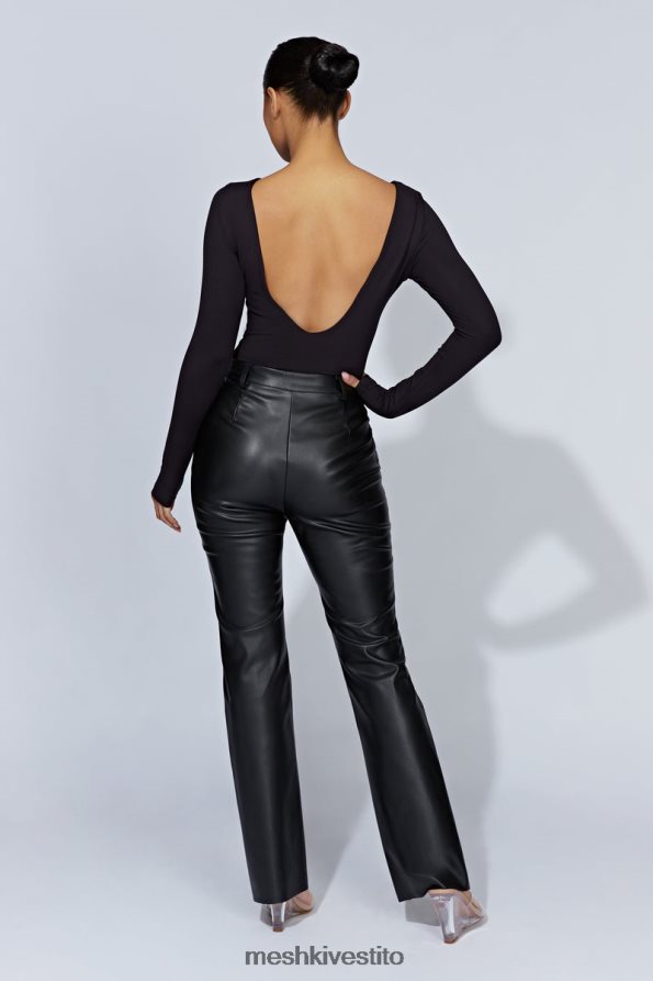 Meshki Body cheyenne a maniche lunghe con scollatura sul retro vestiario nero 6L048P916
