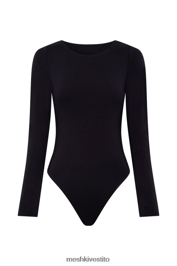 Meshki Body cheyenne a maniche lunghe con scollatura sul retro vestiario nero 6L048P916