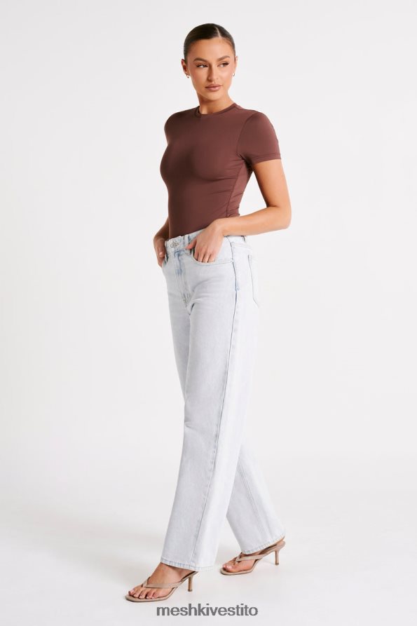 Meshki Body francesca girocollo a maniche corte in nylon riciclato vestiario moka 6L048P772