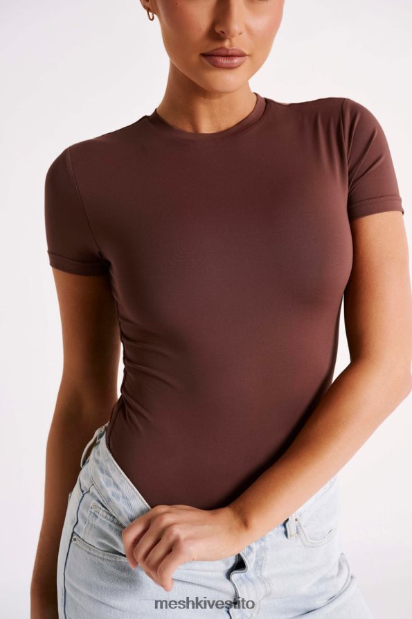 Meshki Body francesca girocollo a maniche corte in nylon riciclato vestiario moka 6L048P772