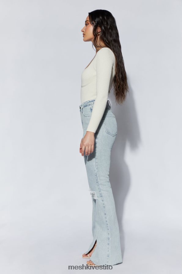 Meshki body rinna con scollo rotondo in maglia riciclata vestiario crema 6L048P1222