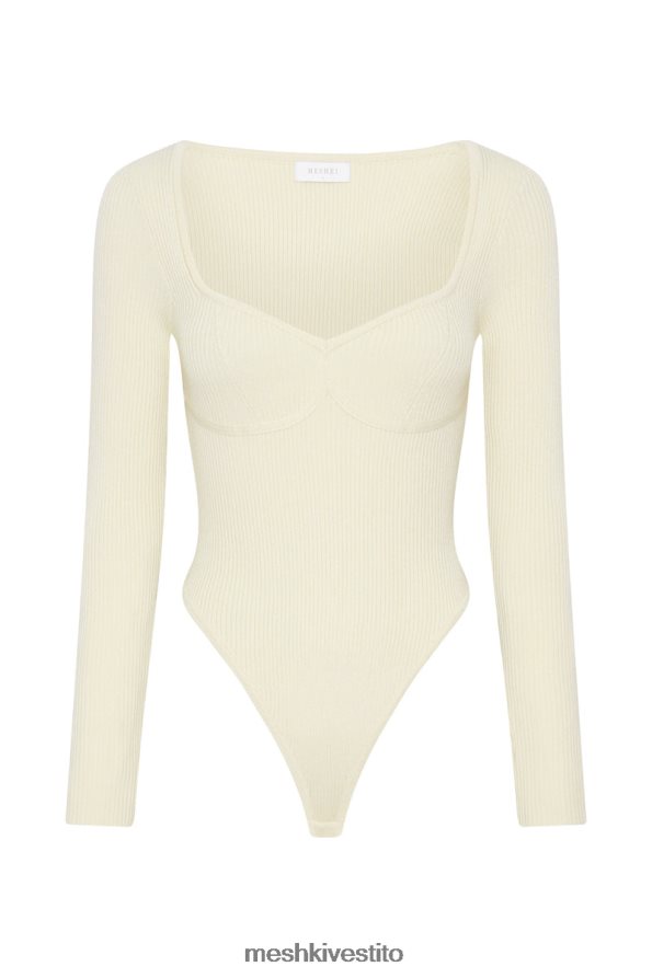 Meshki body rinna con scollo rotondo in maglia riciclata vestiario crema 6L048P1222