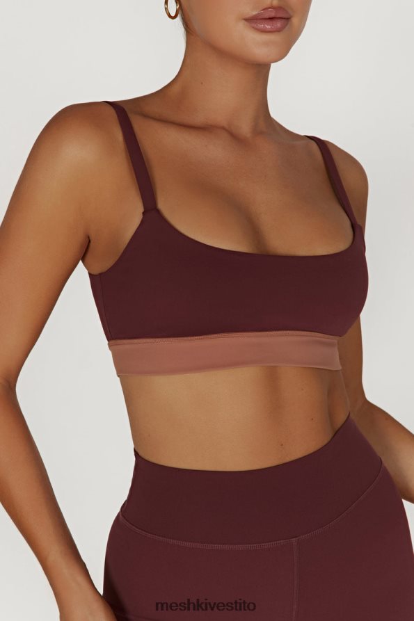 Meshki Bralette sportiva bicolore Nickie vestiario mogano/marrone chiaro 6L048P1064