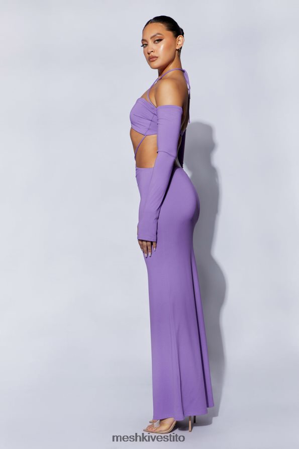 Meshki Abito Jules con maxi taglio a triangolo vestiario viola 6L048P712