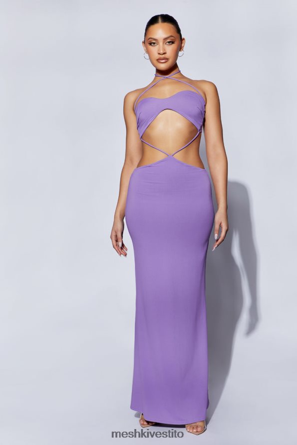 Meshki Abito Jules con maxi taglio a triangolo vestiario viola 6L048P712