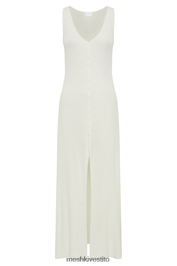 Meshki Abito lungo Antonia in maglia con bottoni vestiario bianco 6L048P7