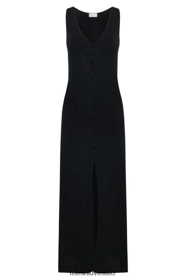 Meshki Abito lungo Antonia in maglia con bottoni vestiario nero 6L048P20