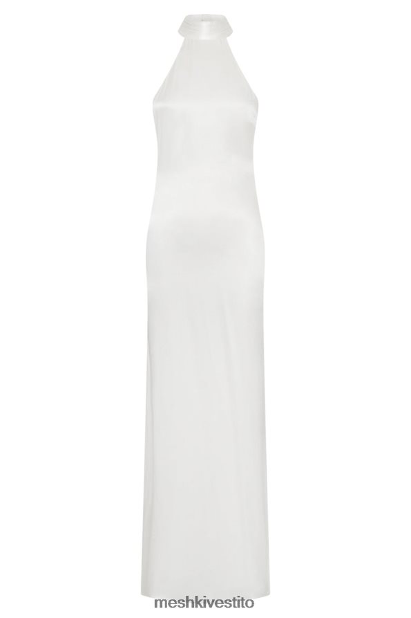 Meshki Abito lungo Claire in raso con drappeggio sul retro vestiario bianco 6L048P187