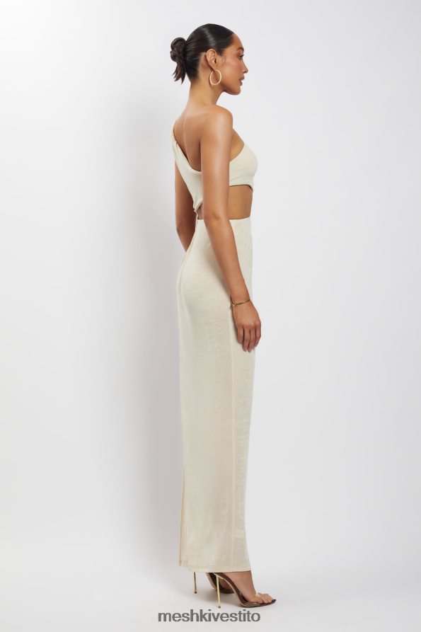 Meshki Abito lungo Paige con taglio laterale e ruches vestiario nudo 6L048P369
