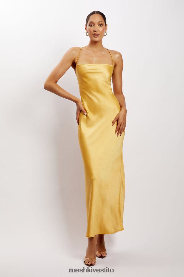 Meshki Abito lungo Sydney con scollo dritto e sottoveste vestiario giallo 6L048P118