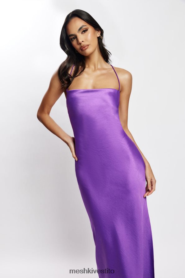 Meshki Abito lungo Sydney con scollo dritto e sottoveste vestiario viola 6L048P445