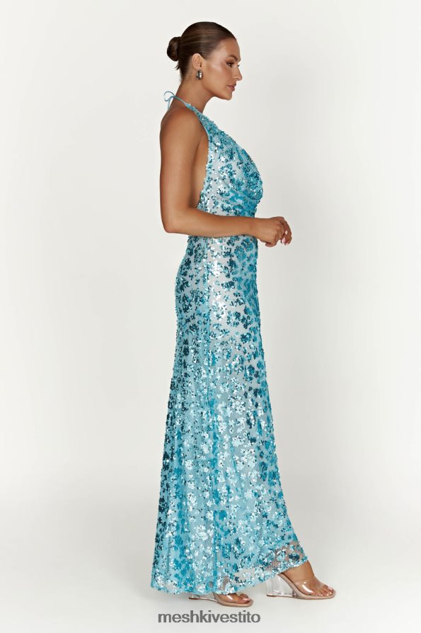 Meshki Abito lungo con paillettes Nicola con scollo profondo vestiario blu polvere 6L048P583