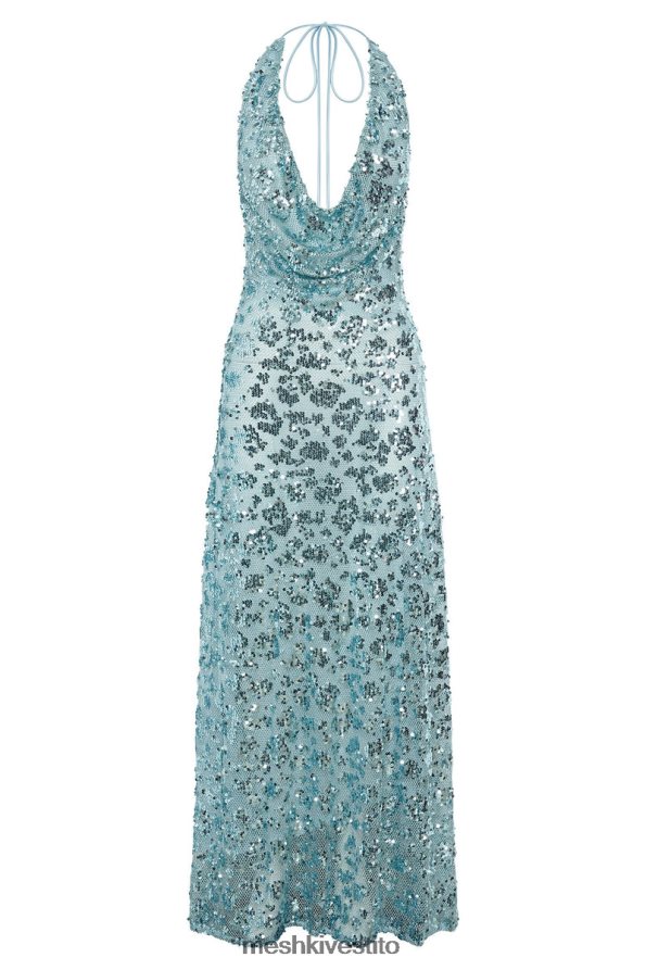 Meshki Abito lungo con paillettes Nicola con scollo profondo vestiario blu polvere 6L048P583