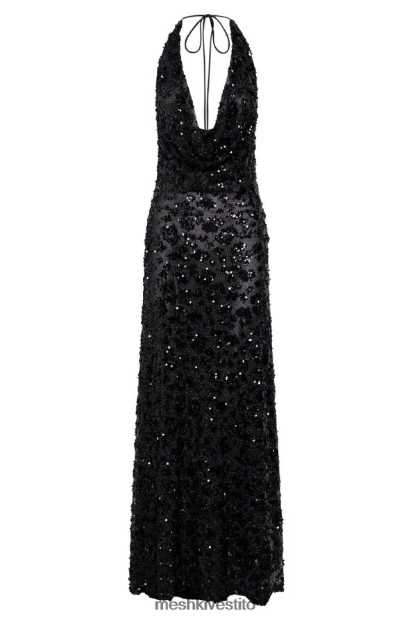 Meshki Abito lungo con paillettes Nicola con scollo profondo vestiario nero 6L048P395