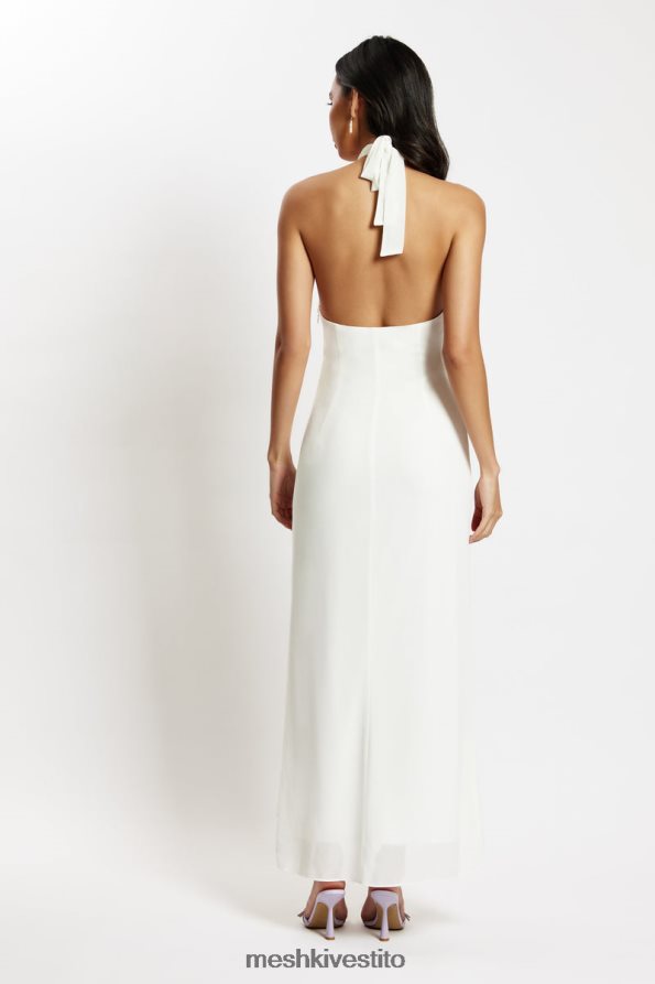 Meshki Abito lungo dana in chiffon con finiture in diamante vestiario bianco 6L048P556