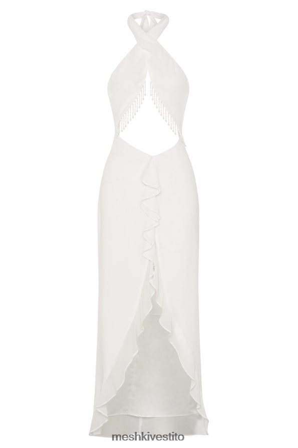 Meshki Abito lungo dana in chiffon con finiture in diamante vestiario bianco 6L048P556