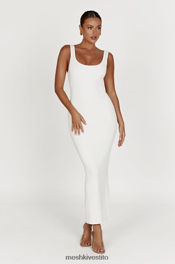 Meshki Abito lungo in maglia Hadley con schiena scoperta vestiario bianco 6L048P503