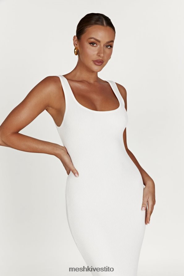 Meshki Abito lungo in maglia Hadley con schiena scoperta vestiario bianco 6L048P503