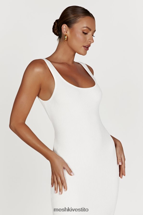 Meshki Abito lungo in maglia Hadley con schiena scoperta vestiario bianco 6L048P503