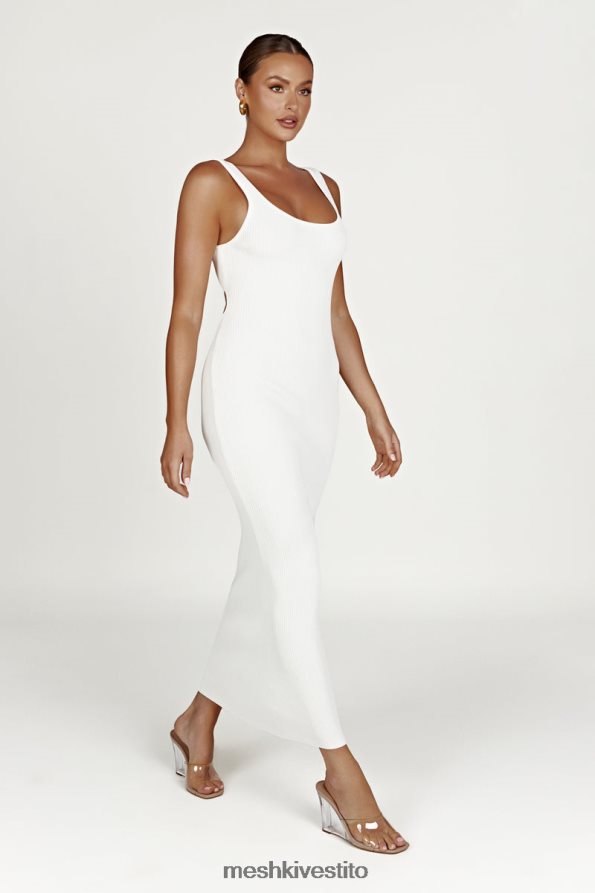 Meshki Abito lungo in maglia Hadley con schiena scoperta vestiario bianco 6L048P503