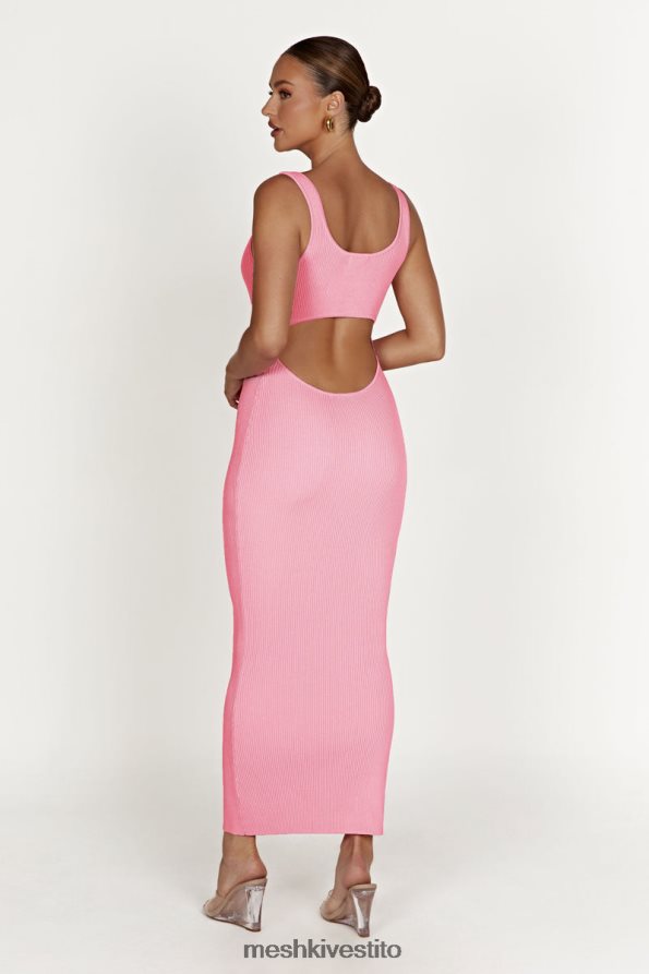 Meshki Abito lungo in maglia Hadley con schiena scoperta vestiario rosa confetto 6L048P496