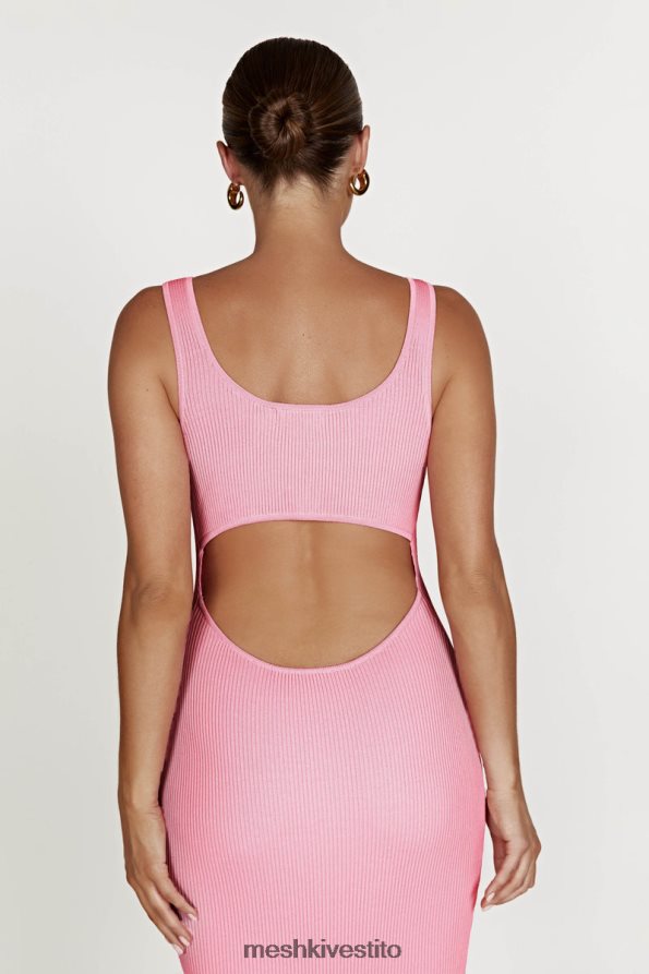 Meshki Abito lungo in maglia Hadley con schiena scoperta vestiario rosa confetto 6L048P496