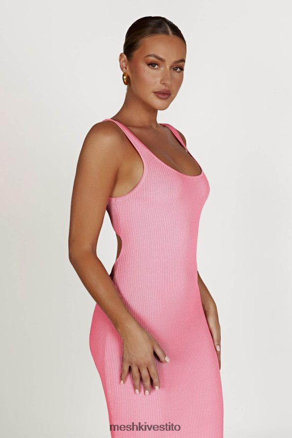 Meshki Abito lungo in maglia Hadley con schiena scoperta vestiario rosa confetto 6L048P496