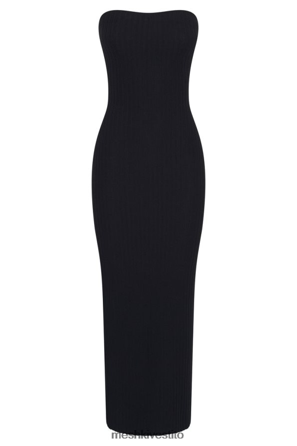 Meshki Abito lungo in maglia senza spalline imani vestiario nero 6L048P645