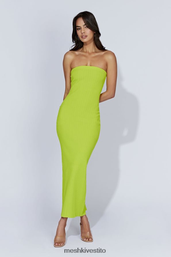 Meshki Abito lungo in maglia senza spalline imani vestiario verde fresco 6L048P660