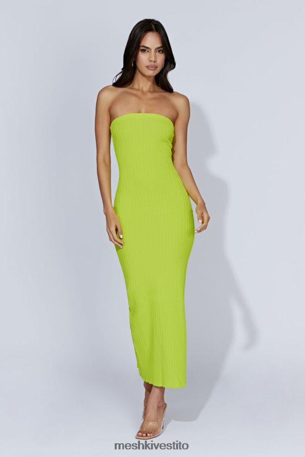 Meshki Abito lungo in maglia senza spalline imani vestiario verde fresco 6L048P660