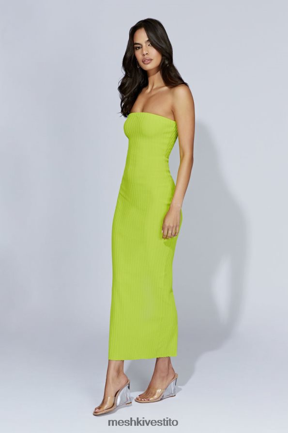Meshki Abito lungo in maglia senza spalline imani vestiario verde fresco 6L048P660