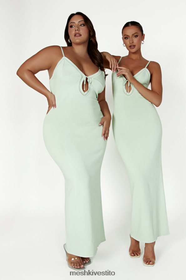 Meshki Abito lungo maia in maglia pointelle vestiario verde pistacchio 6L048P249