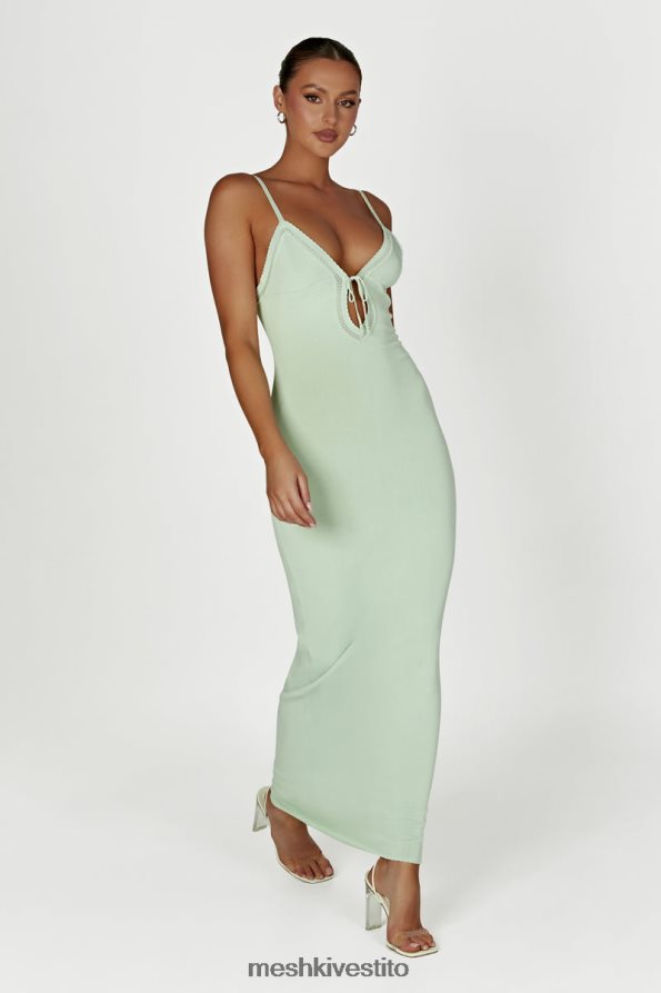 Meshki Abito lungo maia in maglia pointelle vestiario verde pistacchio 6L048P249
